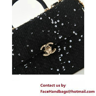 Chanel Wool Tweed  &  Gold-Tone Metal Small box Bag AS4470 Black 2023